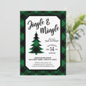 Green Plaid Jingle en Mingle Holiday Party Kaart (Staand voorkant)