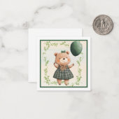 Green Plaid Jurk Beer met Hair Bow Notitiekaartje (Voorkant / Achterkant in situ)