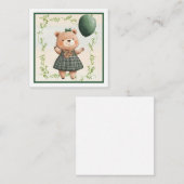 Green Plaid Jurk Beer met Hair Bow Notitiekaartje (Voorkant / Achterkant)