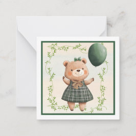 Green Plaid Jurk Beer met Hair Bow Notitiekaartje