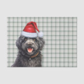 Green Plaid Kerst Barbet Hond Vakantie Tissuepapier (Voorkant)