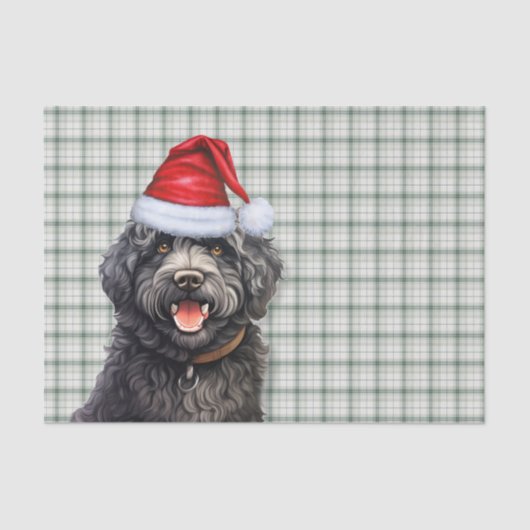 Green Plaid Kerst Barbet Hond Vakantie Tissuepapier (Voorkant)