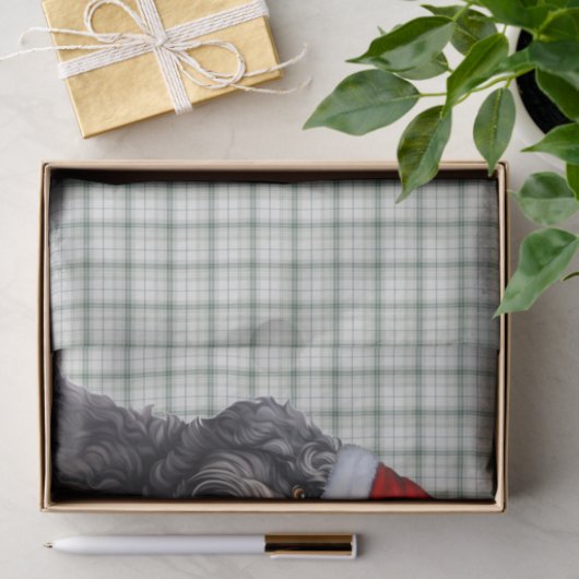 Green Plaid Kerst Barbet Hond Vakantie Tissuepapier (Geschenk)