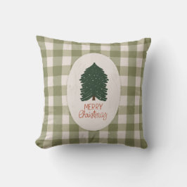 Green Plaid Merry Christmas, Rustic Farmhouse Kussen