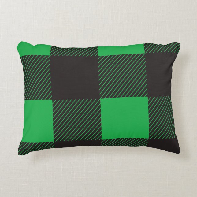 Green plaid Merry kerst Accent Kussen (Voorkant)