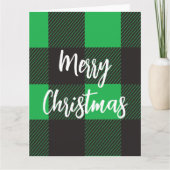Green plaid Merry kerst Kaart (Voorkant)