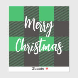 Green plaid Merry kerst Sticker
