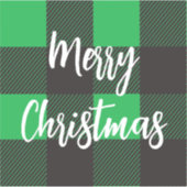 Green plaid Merry kerst Sticker (Voorkant)