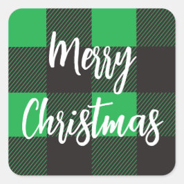 Green plaid Merry kerst Vierkante Sticker