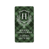 Green Plaid Monogram Kerstretouradres Etiket (Voorkant)