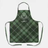 Green Plaid Monogram Naam Schort (Voorkant)