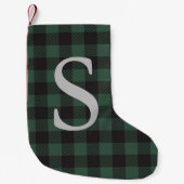 Green Plaid Monogrammed Classic Vakantie Rustiek Kleine Kerstsok (Voorkant)