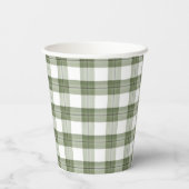 Green Plaid Paper Party Cup Papieren Bekers (Achterkant)