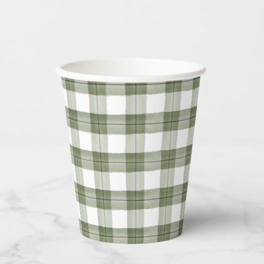 Green Plaid Paper Party Cup Papieren Bekers (Voorkant)