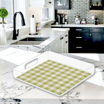 Green Plaid Pattern Acrylic Tray