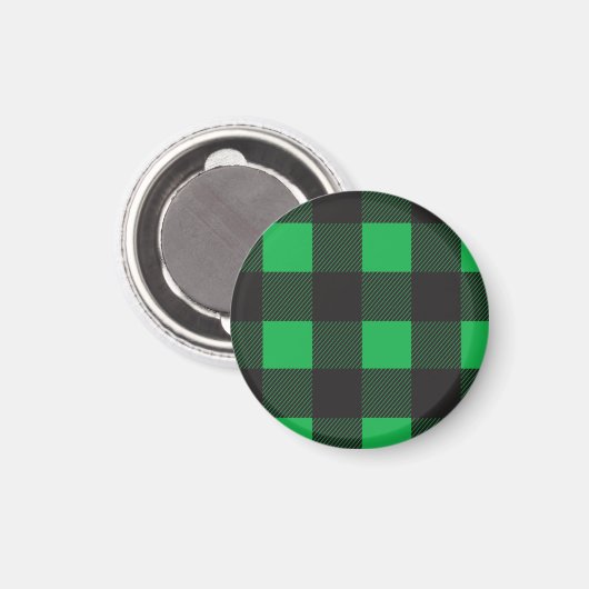 Green plaid pattern magneet (Voorkant / Achterkant)