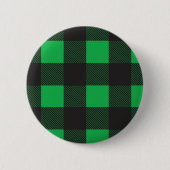 Green plaid pattern ronde button 5,7 cm (Voorkant)