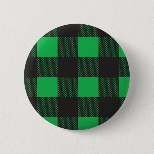 Green plaid pattern ronde button 5,7 cm (Voorkant)