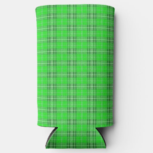Green plaid pattern seltzer blikjeskoeler (Voorkant)