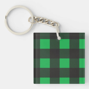 Green plaid pattern sleutelhanger