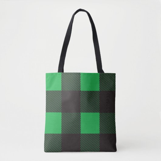 Green plaid pattern tote bag (Voorkant)