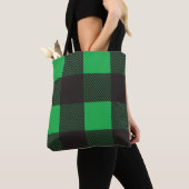 Green plaid pattern tote bag (Dichtbij)