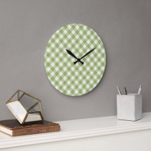  Green Plaid Pattern Wall clock