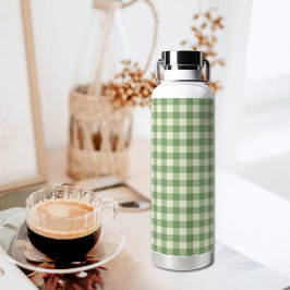  Green Plaid Pattern Water Bottle Waterfles