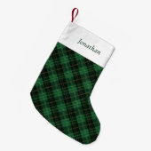 Green Plaid Personalized Kleine Kerstsok (Voorkant (Hangend))