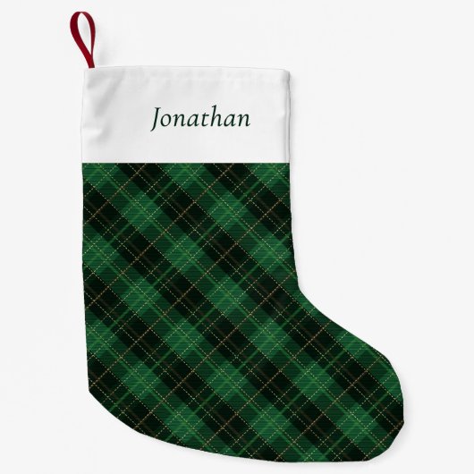 Green Plaid Personalized Kleine Kerstsok (Voorkant)