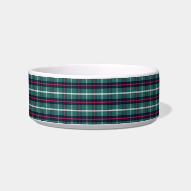 Green Plaid Pet Bowl Voerbakje (Voorkant)