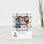 Green Plaid rustieke foto gevouwen kerst Kaart (Voorkant)
