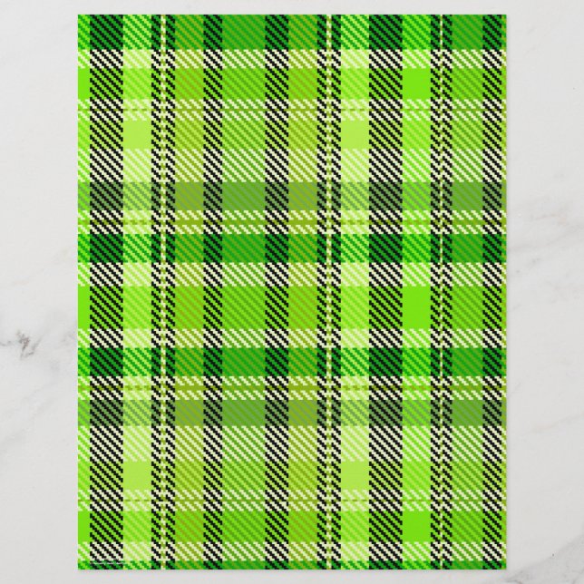 Green Plaid Scrapbook Paper 2-Sided Page (Achterkant)