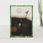 Green Plaid Split-Tree Catmas Card | Cute Kitten  Feestdagen Kaart (Achterkant)