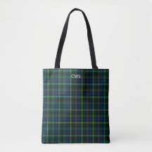 Green Plaid Stewart Hunting Tartan Monogram