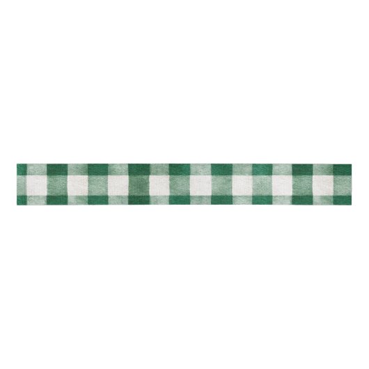 Green Plaid Stripes Christmas Grosgrain Lint (Voorkant)