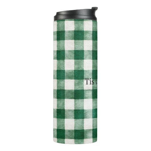 Green Plaid Stripes Christmas Thermosbeker (Gedraaid links)