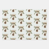 Green Plaid Stripes Pine Cone Ornament Christmas Inpakpapier Vel (Voorkant 2)