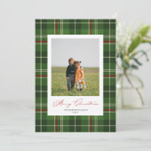 Green Plaid Tartan Classic Kerstkaart (Staand voorkant)