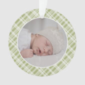 Green Plaid Tartan Foto Kerst Keepsake Ornament (voorkant)