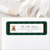 Green Plaid Teddy Bear Christmas  Etiket (Insitu)