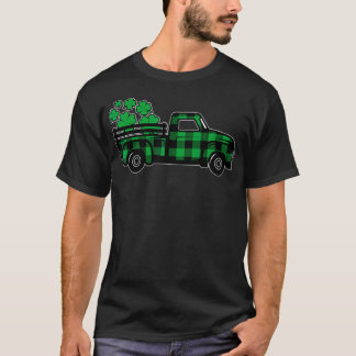 Green Plaid Truck Shamrock St Patricks Day Mannen T-shirt