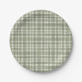 Green Plaid Waterverf Gingham Party Bord (Voorkant)