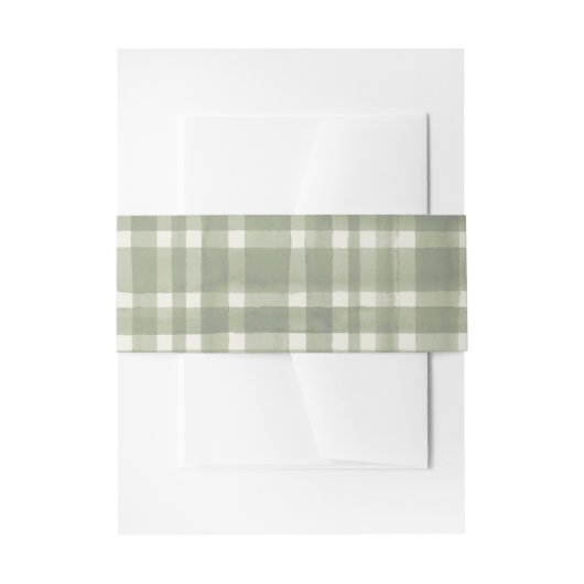 Green Plaid Waterverf Gingham Uitnodigingen Wikkel (Voorkant Voorbeeld)