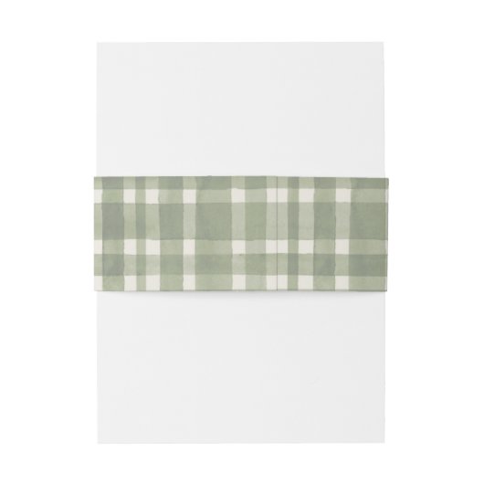 Green Plaid Waterverf Gingham Uitnodigingen Wikkel (Achterkant Voorbeeld)
