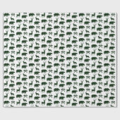 Green Plaid Wildlife Pattern | Vakantie Cadeaupapier (Vlak)
