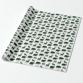 Green Plaid Wildlife Pattern | Vakantie Cadeaupapier (Uitgerold)