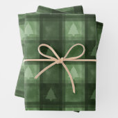 Green Plaid With Fir Tree Motifs Christmas Pattern Inpakpapier Vel (In situ)