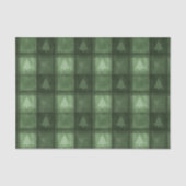 Green Plaid With Fir Tree Shapes Christmas Pattern Tissuepapier (Voorkant)