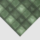 Green Plaid With Fir Tree Shapes Christmas Pattern Tissuepapier (Detail)